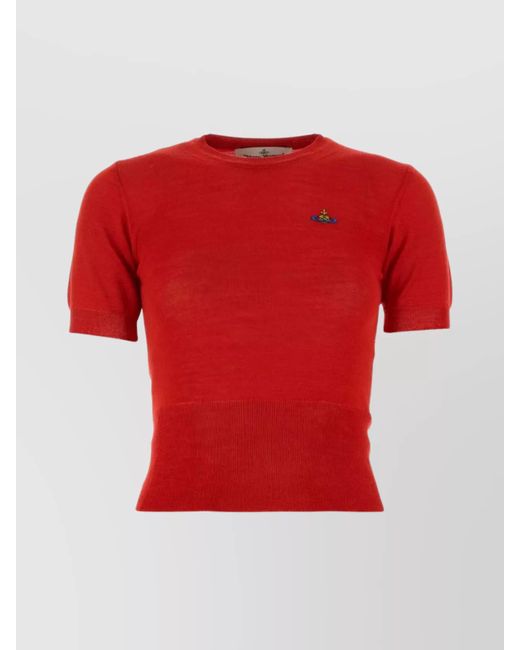 Vivienne Westwood Ribbed Hem Short Sleeves Top in Red | Lyst UK