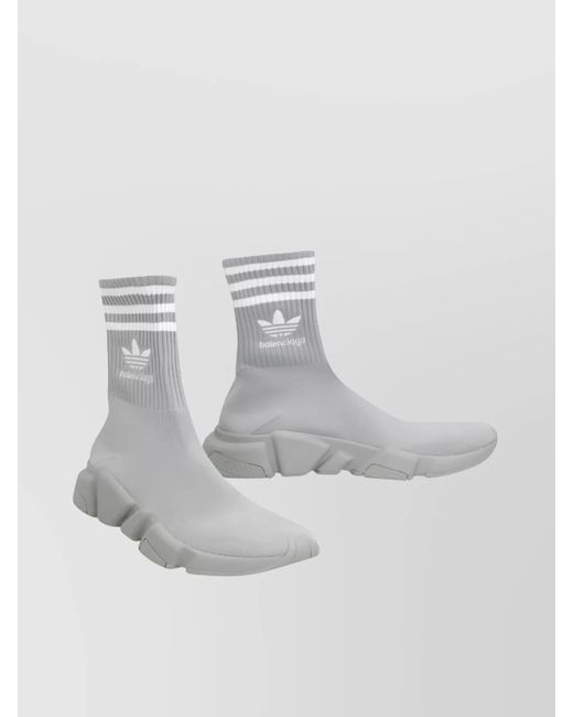Balenciaga Gray Knitted Ribbed Sock Sneakers