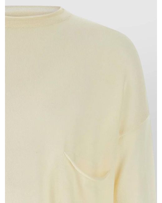 Ma'ry'ya Natural Wool Knit Crew Neck Sweater Pocket for men