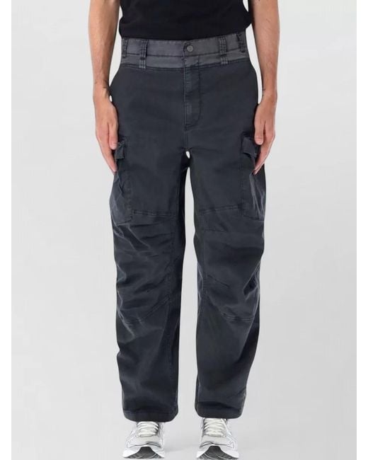 DIESEL Blue Rolfys Puffer Pants Belt Loops Cargo Pockets for men