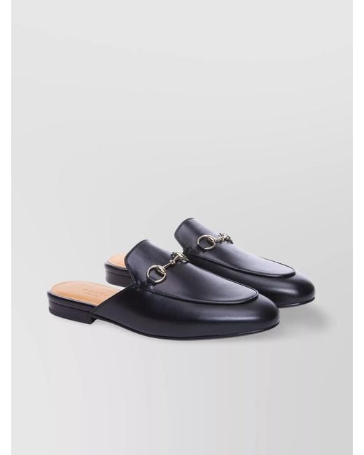 Gucci Blue Open Back Princetown Slipper Round Toe