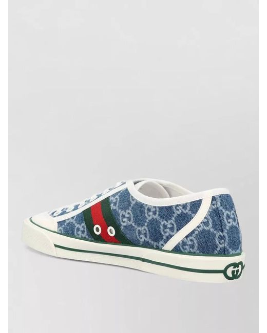 Gucci Blue Tennis Lace Up Shoes Round Toe Sole