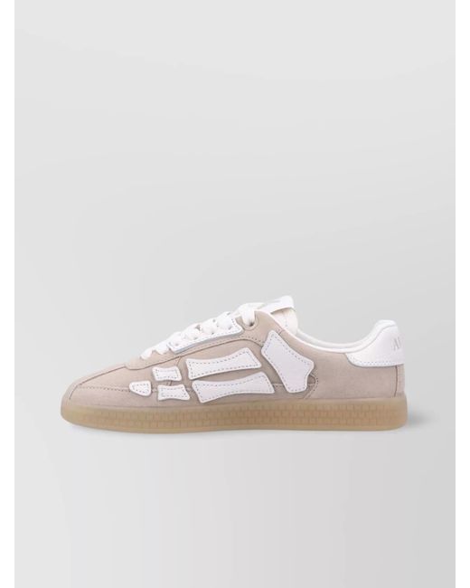 Amiri Pink Bones Pacific Leather Sneakers With Signature Appliqués