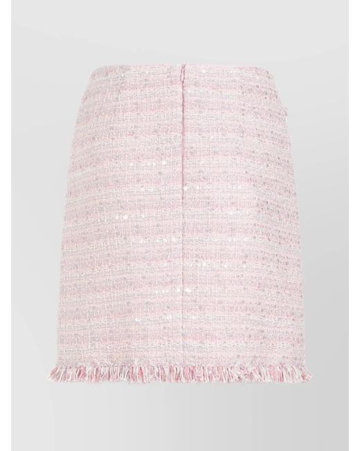 Giambattista Valli Pink Boucle Fringed Mini Skirt