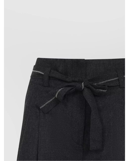 Peserico Blue Cashmere Virgin Wool High-Rise Wide-Leg Trousers