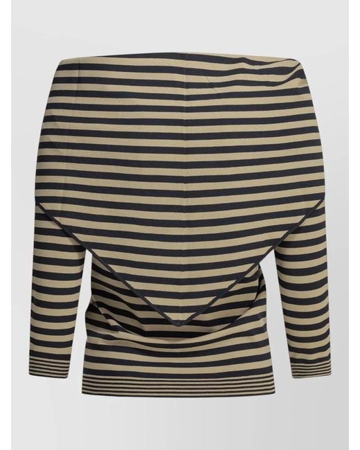 Max Mara Gray Off Shoulder Sweater Scarf Style Stripes