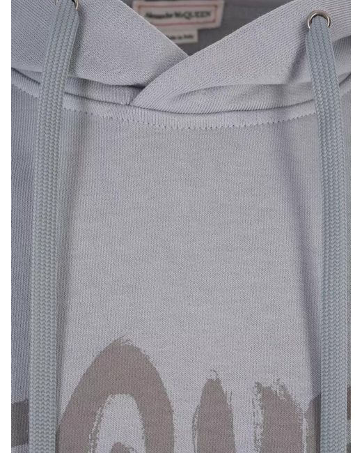 McQueen Gray Cotton Hoodie for men