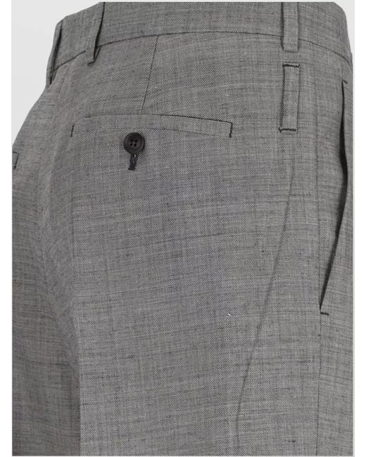Prada Gray Wool Straight-Leg Trousers
