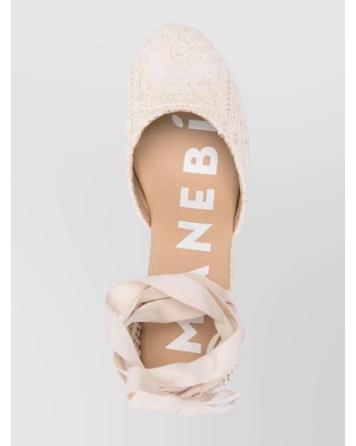 Manebí Natural Crochet Wedge Espadrilles