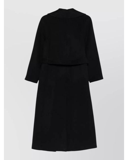 Paltò Black Paola Wool Coat Belted Long Lapel