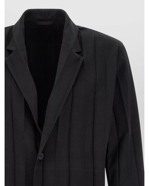Homme Plissé Issey Miyake Black Tailored Blazer Long Sleeves Notched Lapel Pleated for men