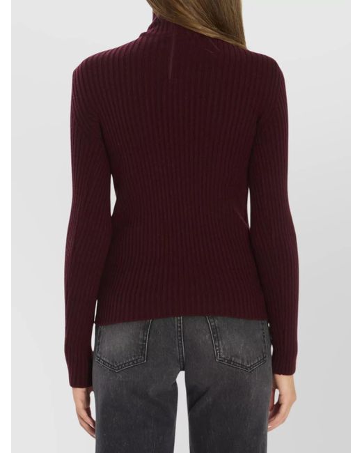 Max Mara Purple Cashmere Wool Ribbed Turtleneck Sweater