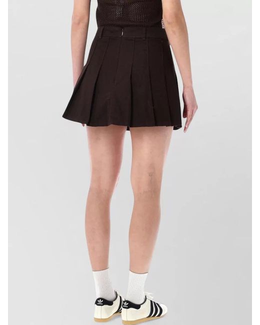 Adidas Originals Black Cotton Twill Pleated Mini Skirt