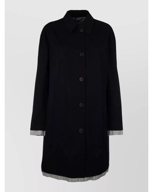 Miu Miu Blue Longline Jacket Featuring Buttoned Cuffs Detail