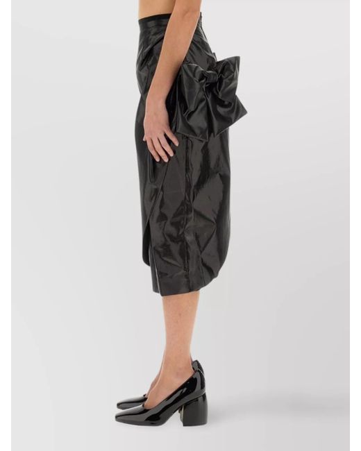 Maison Margiela Black Slim-Fit Knee-Length Pencil Skirt With Bow