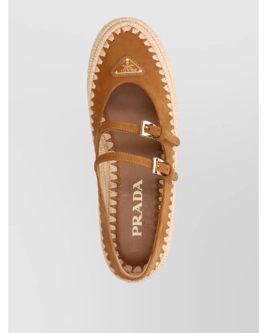 Prada Brown Leather Espadrilles