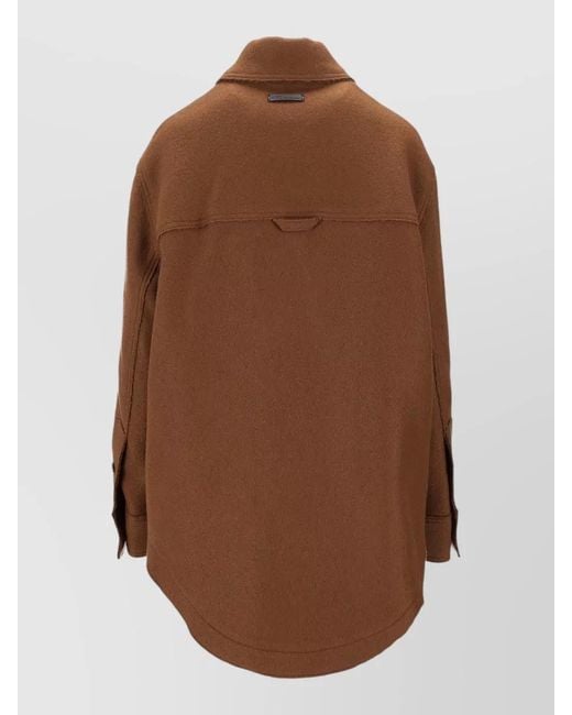 AMI Brown Virgin Wool Single-Breasted Fitted Jacket