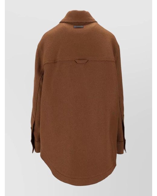 AMI Brown Virgin Wool Single-Breasted Fitted Jacket