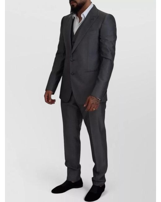 Dolce & Gabbana Gray Silk Wool Slim-Fit Single-Breasted Three-Piece Suit for men