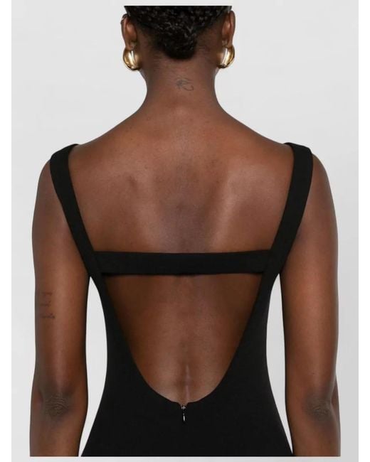 Solace London Black Imogen Dress Boat Neck Maxi Slit