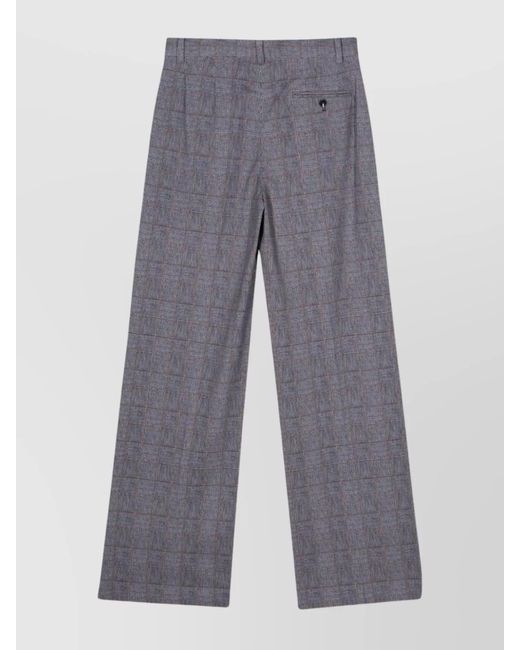 Circolo 1901 Gray Checked Wide-Leg Trousers