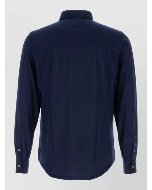 Fedeli Blue Wool Shirt for men