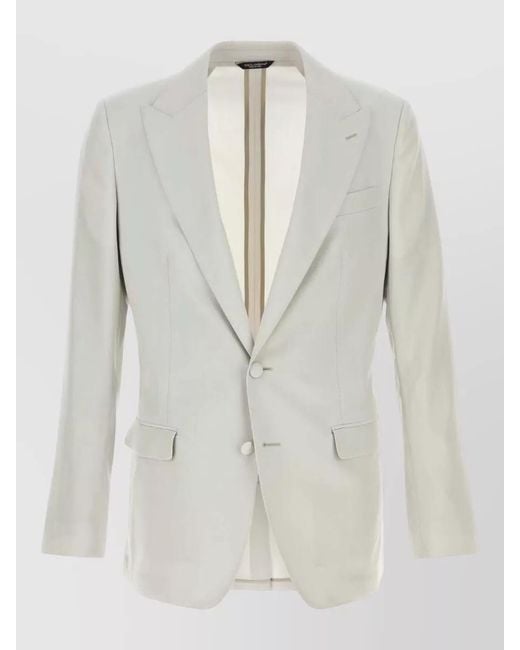 Dolce & Gabbana White Wool Blazer Single Breasted Notch Lapel for men