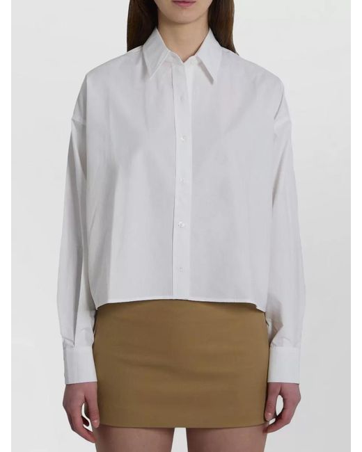 Frankie Shop White Arlen Boxy Cropped Cotton Shirt