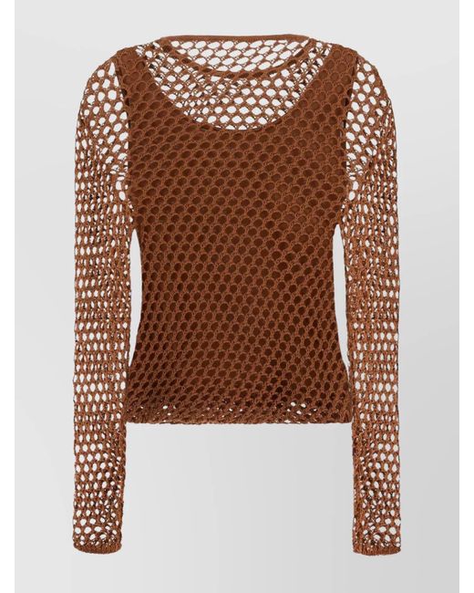 Alberta Ferretti Brown Cotton Mesh Top