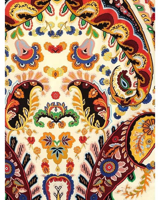 Etro White Paisley Motif Scoop Neck One Piece Swimsuit