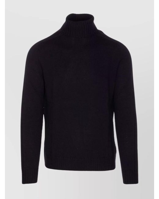 Dondup Blue High Neck Ribbed Turtleneck Sweater for men