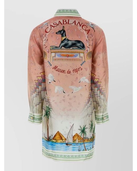 Casablanca Multicolor Tropical Twill Shirt Dress Relaxed Fit