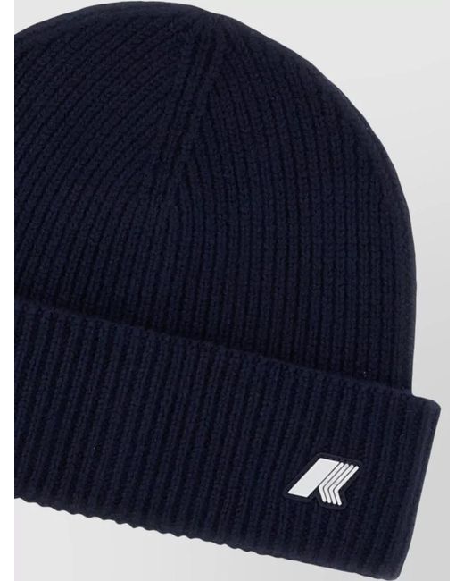 K-Way Blue Wool Ribbed-Knit Beanie