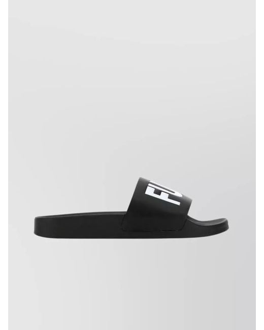 VTMNTS Black Rubber Logo-Print Slippers for men