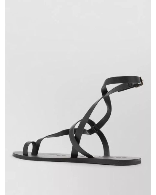 Manebí Metallic Leather Sandals Ankle Strap Flat Sole