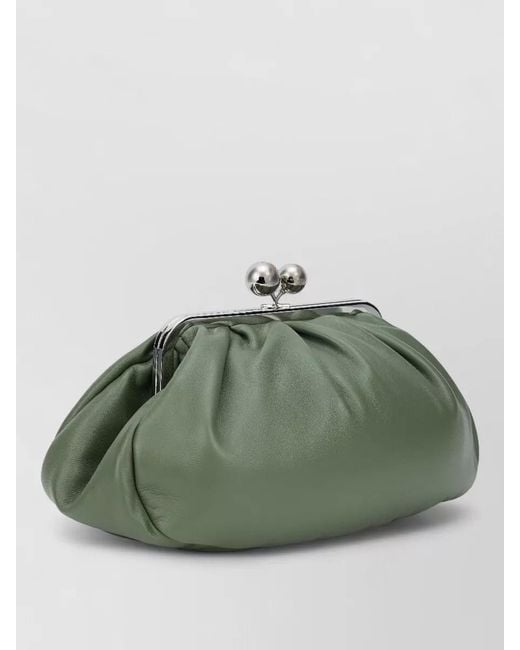 Weekend by Maxmara Green Pasticcino Medium Clutch Bag Sheepskin