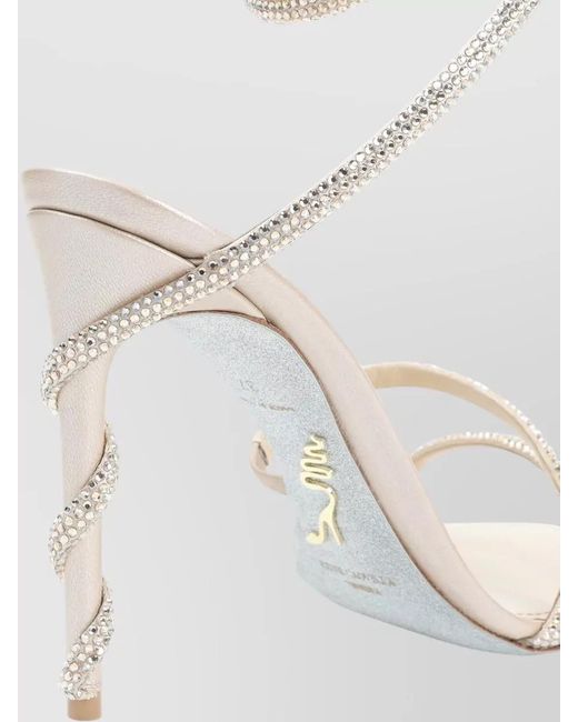 Rene Caovilla Natural Leather Crystal-Embellished Sandals