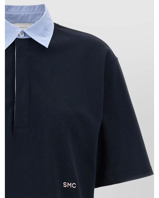 Stella McCartney Blue Cropped Cotton Polo Top