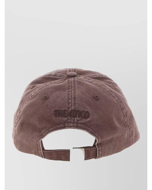 The Attico Brown Canvas Baseball Cap Curved Brim Eyelets