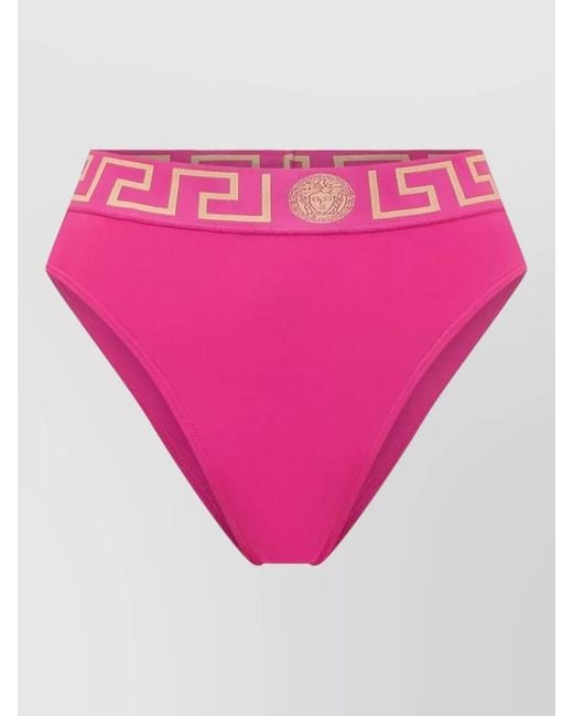 Versace Pink Medusa Greca High Waist Swim Bottoms