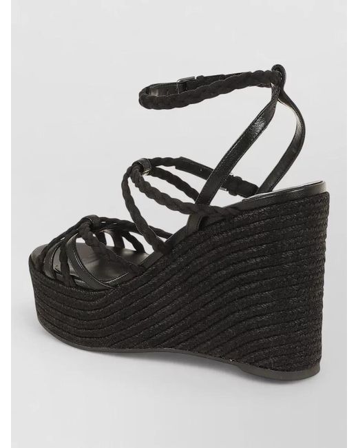Jimmy Choo Black Nyra 100 Ankle Strap Wedge Sandals