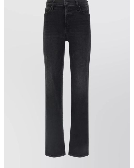 Mother Black High-Rise Straight-Leg Denim Trousers