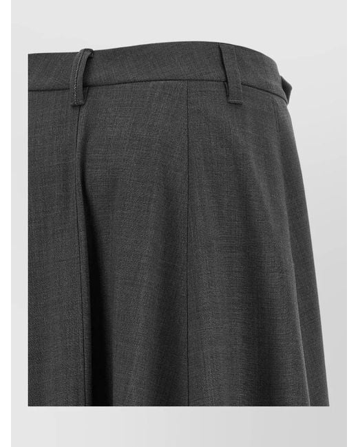 Brunello Cucinelli Gray High Waist Flared Wool Pleated Pants