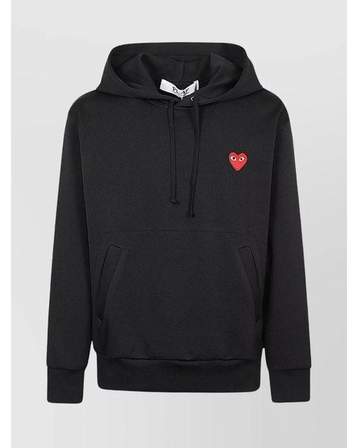 Comme des Garçons Black Logo Cotton Hoodie With Drawstring Hood for men