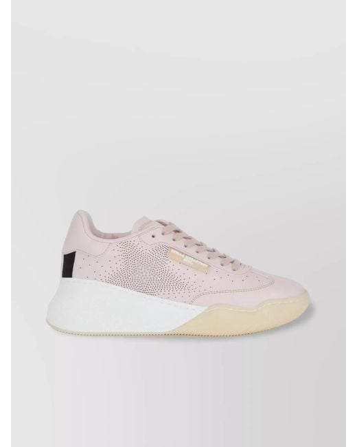 Stella McCartney Pink Sequin-Embellished Faux-Leather Low-Top Sneakers