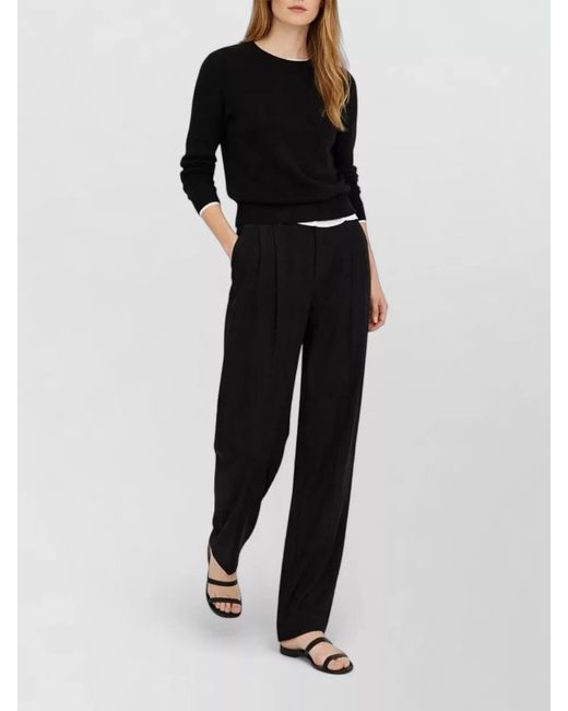 Bottega Veneta Black Silk Blend High Waist Tailored Trousers