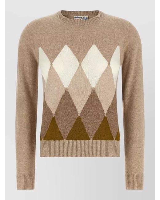 Ballantyne Natural Cashmere Diamond-Pattern Sweater