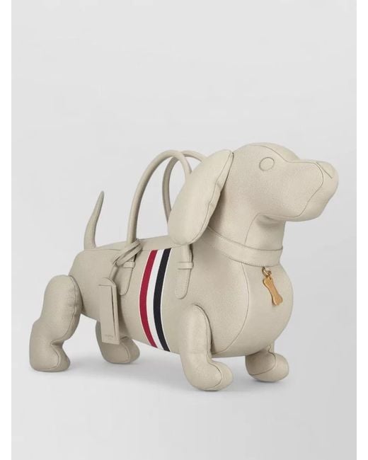 Thom Browne Natural Hector Dog Tote Bag Tricolor Stripe for men