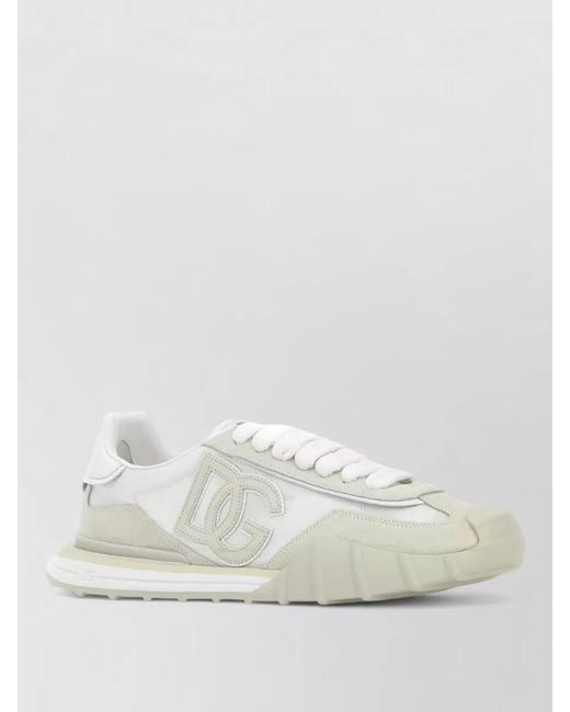 Dolce & Gabbana White Dg Athletic Canvas Suede Low Top Sneakers for men