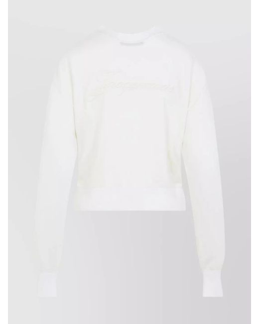 Jacquemus White Merino Wool V-Neck Ribbed Hem Cardigan